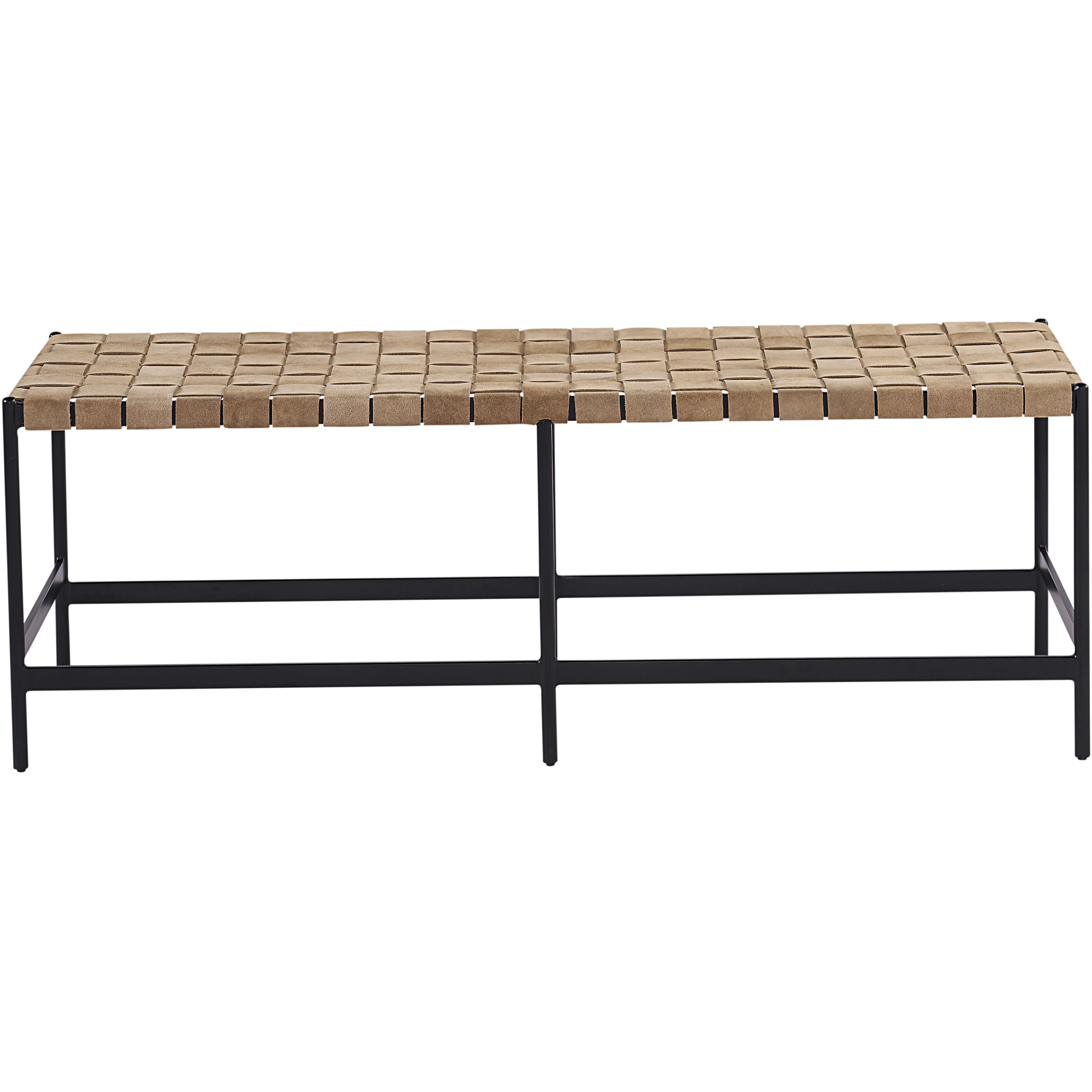 Omari Suede Light Tan Leather Bench